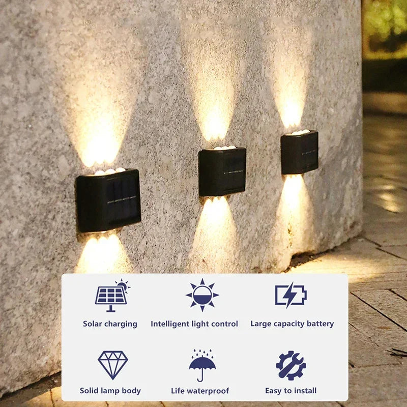 10 LED Solar Wall Lights Outdoor Waterproof Solar Powered Security LED Light For Garden Yard Fence Home Decoration Lighting