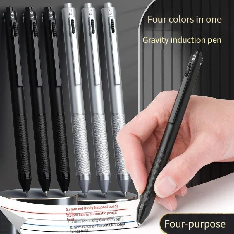 4 In 1 Multicolor Metal Pen with 3 Colors Ball Pen Refills and Automatic Pencil