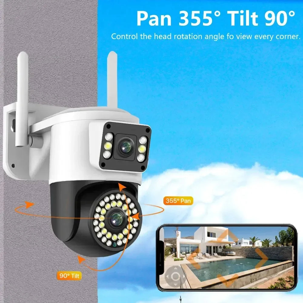 4K 8MP HD YOOSEE IP Camera Dual Lens PTZ Wifi Camera Dual Screen Auto Tracking Two Way Audio Color Night Vision Security Camera