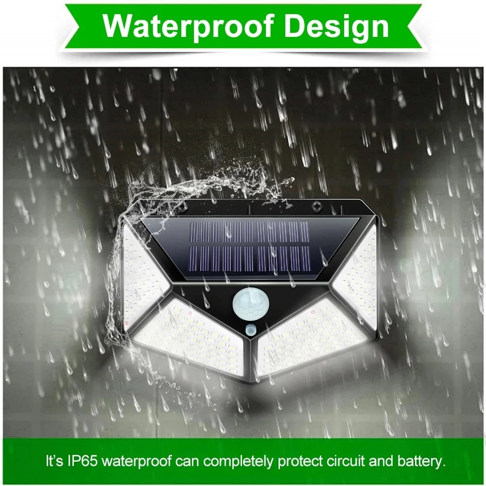 1/2/4/8/10PCS 100 LED Solar Power Wall Light Motion Sensor Waterproof Outdoor Garden Lamp