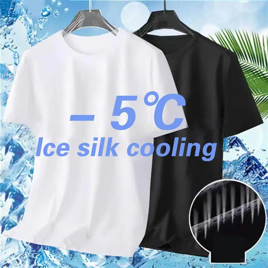 Men's Ice Silk Quick Dry Mesh T-shirt Summer Loose Sportswear Thin Breathable Short-sleeved