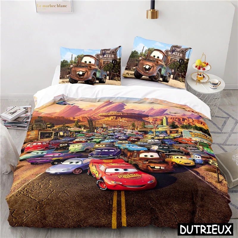 Amazing Bed sheet Cover for Cars Lightning McQueen Mater 3D Print Bedding Set Comforter Cover With Pillowcase Soft Duvet Cover Set For Children Boys Gift