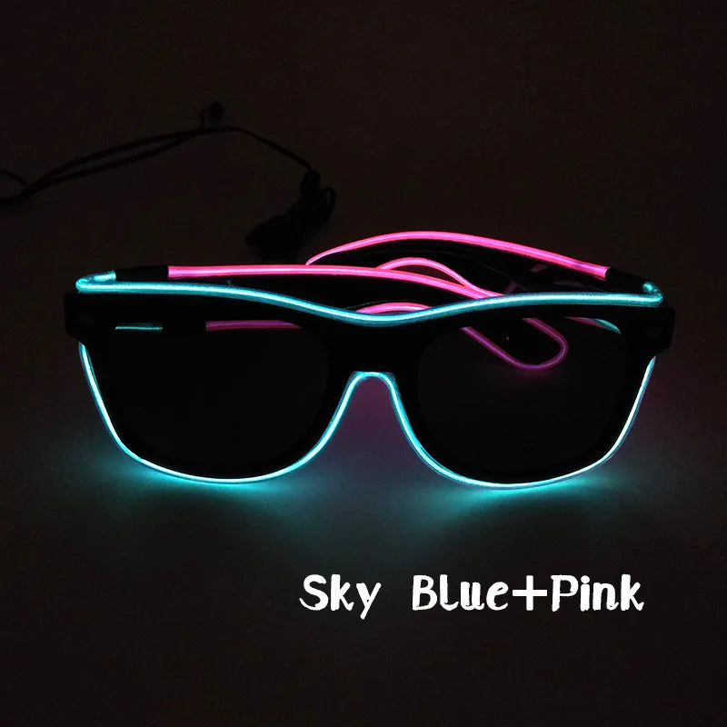 Luminous Neon Glasses Fluorescent Party Props LED Light Up Glasses Rave Flashing Sunglasses Performances Supplies