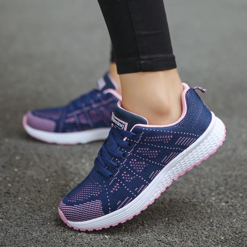 Fashion Breathable Women Casual Shoes  Walking Mesh Flat Shoes Woman White Sneakers Women