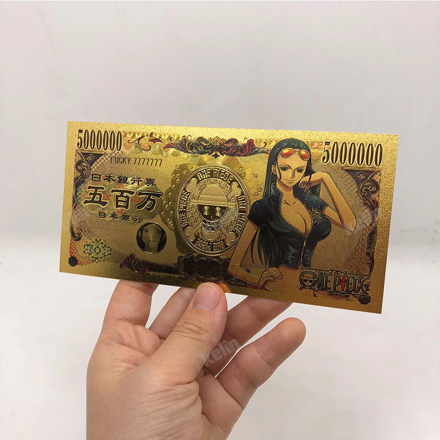 Anime One Piece Toy Golden Cards PVC Zoro Luffy Nika 10 Kinds New Commemorative Banknote Collections Toys Gifts For Party