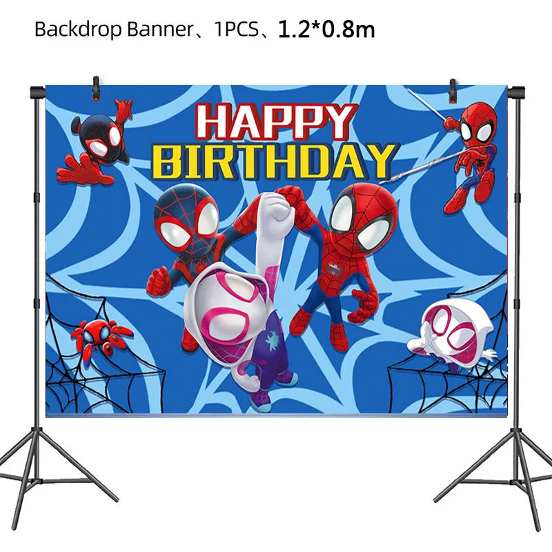 Spiderman Theme Birthday Party Decoration Marvel's Spidey And His Amazing Friends Aluminum Foil Balloon Disposable Tableware