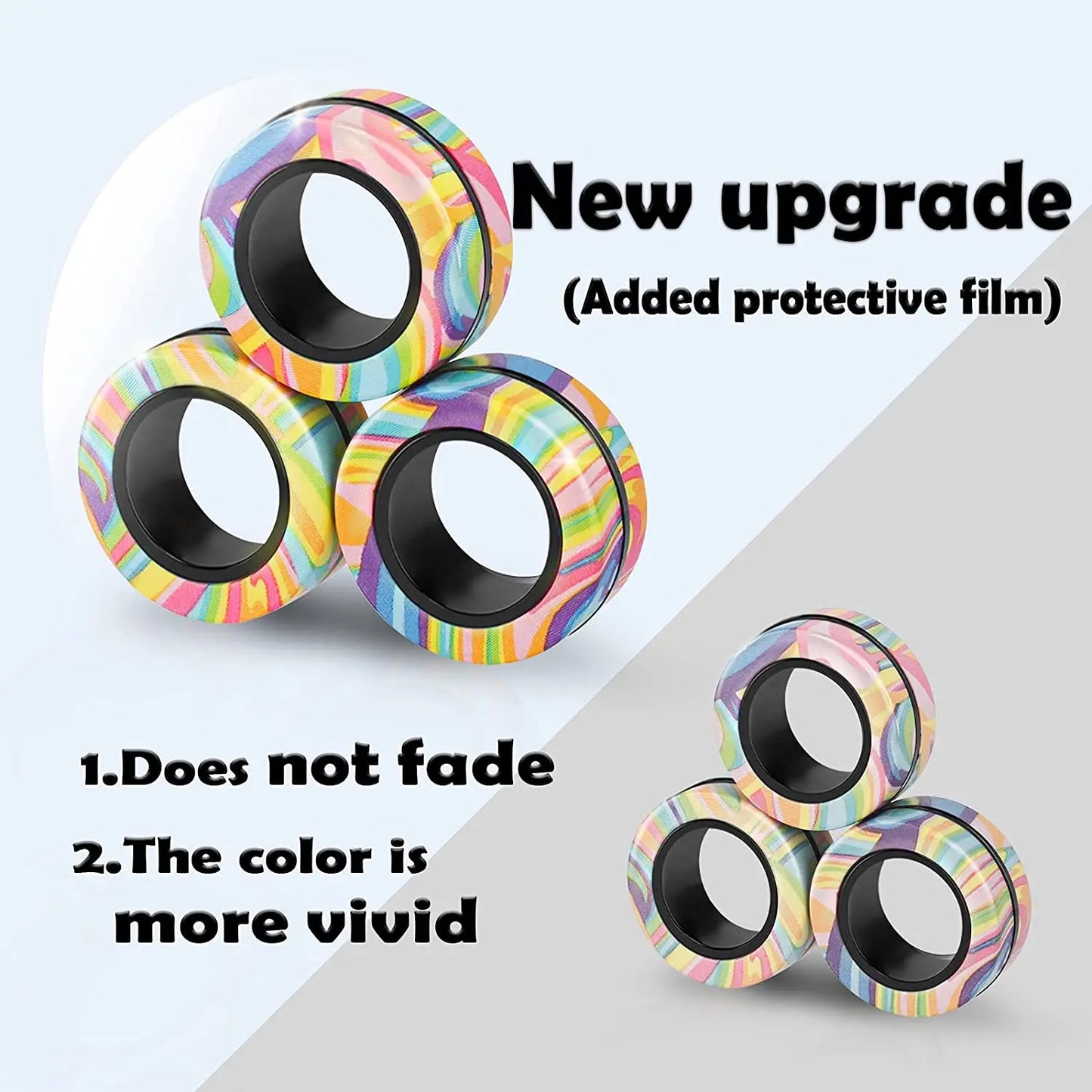 Finger Magnetic Rings Colorful Fidget Toy Set Adult Magnets Spinner Rings for Relieve Stress Anxiety Relief Therapy