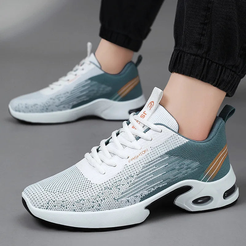 Men's Shoes lace-up Soft sole sports single shoes flying woven Casual style men's Running shoes sneakers