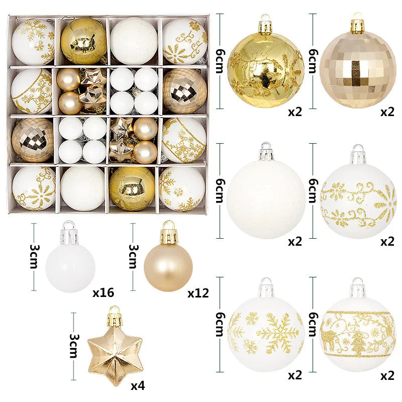 Christmas Ball Ornament Set Big Xmas Tree Hanging Pendant Snowflake Merry Christmas Decoration for Home