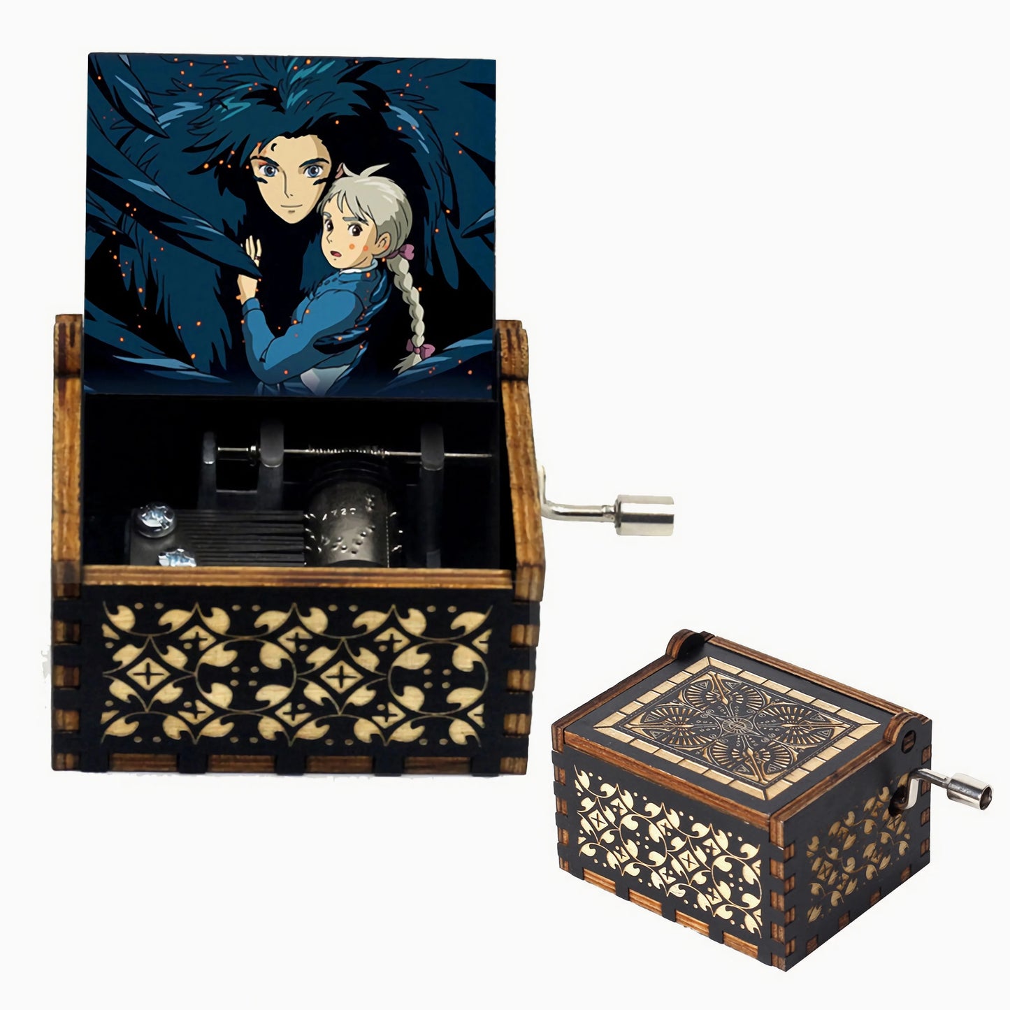 Howl Castle Music Box Anime Theme Music Merry Go Round of Life Wooden Hand Cranked Musical Box