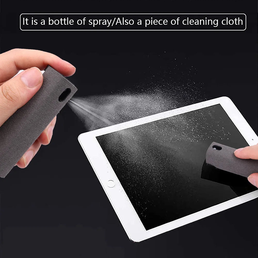 2in1 Microfiber Screen Cleaner Spray Bottle For Mobile Phone iPad Computer Microfiber Cloth Wipe iPhone Cleaning Glasses Wipes