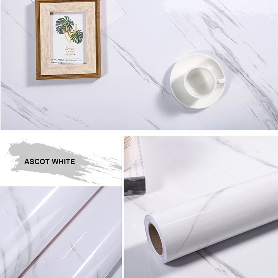 Pearl White DIY Decorative Film PVC Self Adhesive Wall Paper Furniture Renovation Stickers Kitchen Cabinet Waterproof Wallpaper