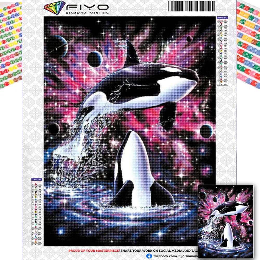 Diamond Painting Animal Dolphin Picture Diamond Mosaic Universe 5D DIY Embroidery Art Cross Stitch Kit Home Decor