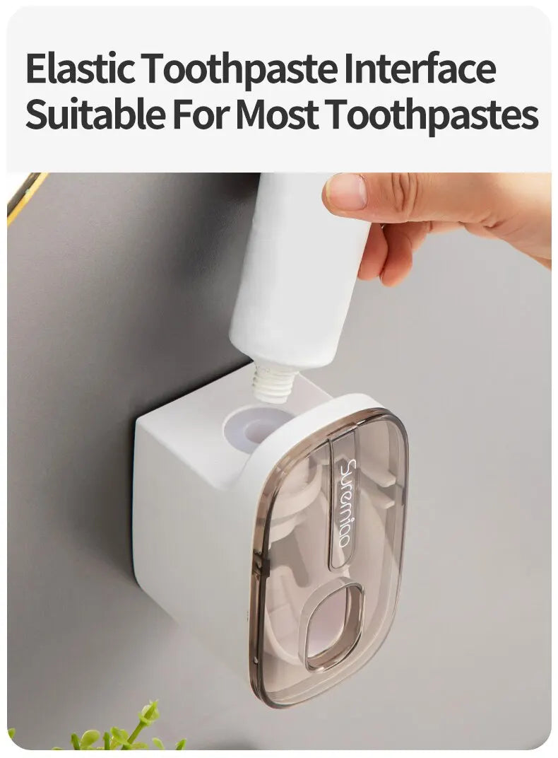 Automatic Toothpaste Dispenser Bathroom Accessories Wall Mount Lazy Toothpaste Squeezer Toothbrush Holder