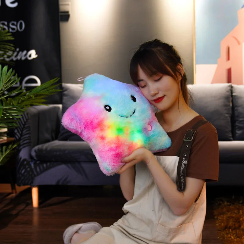 Cute Led Light Plush Toy Star Pillow Luminous Star Throw Pillow With Colorful Light KidsToy Birthday Christmas Gift