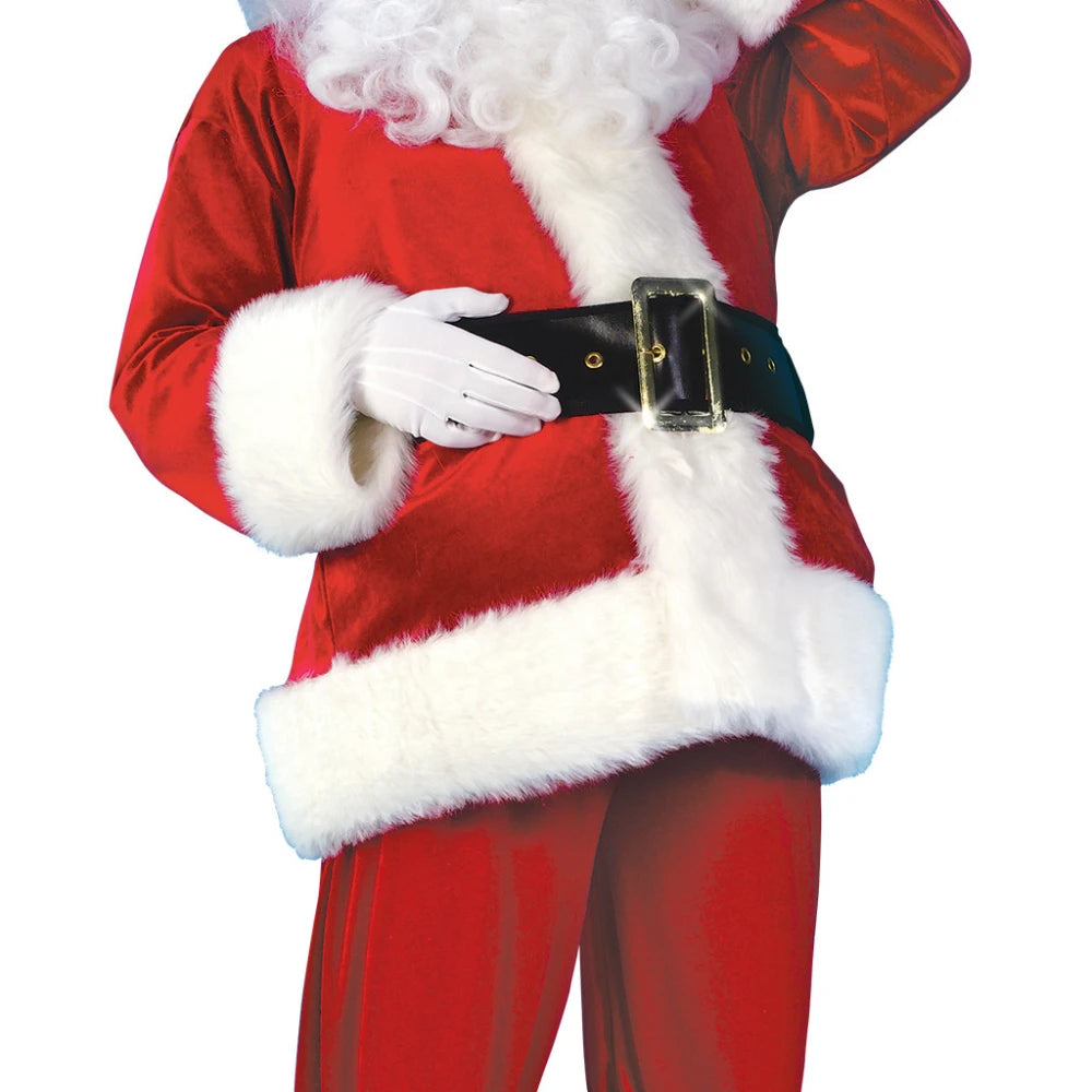 Santa Claus Costume Christmas New Year Men Costumes Red Deluxe Classic Adults Xmas Set Carnival Party