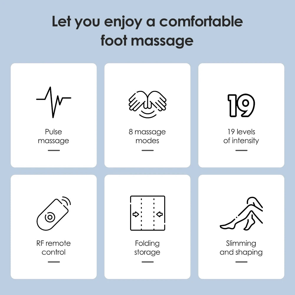 EMS Electric Foot Massager Mat Muscle Stimulator 8 Mode Foot Pad Blood Circulation 3 Mode Heating Leg Air Compression Massager