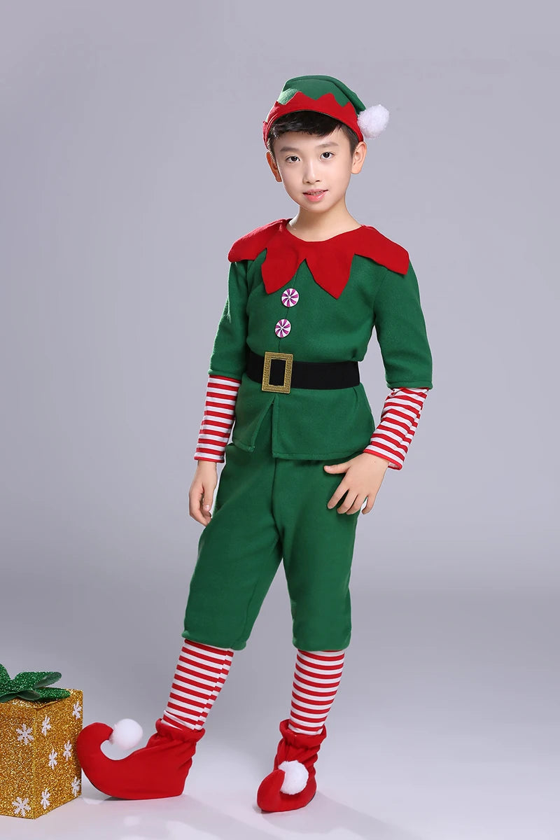 Family Green Elf Christmas Costume Cosplay Outfits Carnival Party Xmas Dress Gift