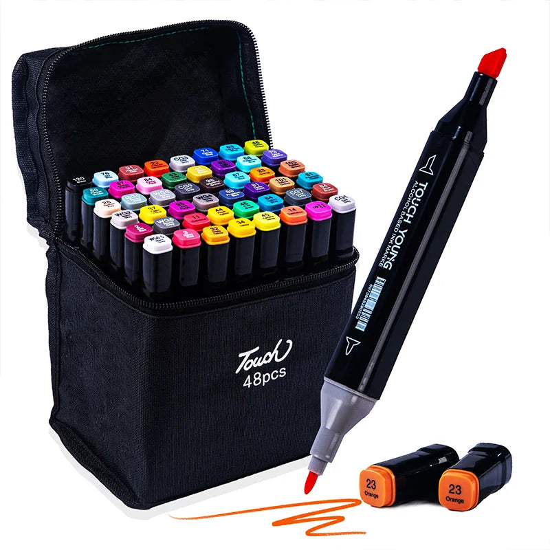 12/24/30/36/40/48/60/80 Colors Double Headed Art Markers Drawing Pen Set Sketching Tip Based Oily Markers Graffiti Manga School