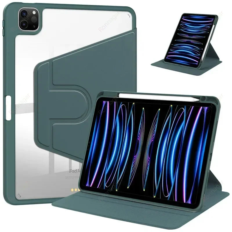 For iPad Air11 M2 Air13  iPad Air4 5 10.9'' 10th 360° Rotating Hard Back Shell Cover for iPad Pro 11 M4 Case 2024/2022/2021/2020