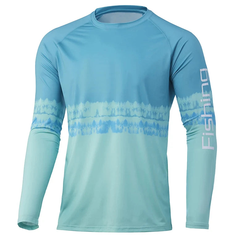 Men's Loose Fishing T-shirt Breathable River Bluff Long-sleeved Shirt UV Protection Outdoor Sports Crewneck Tops