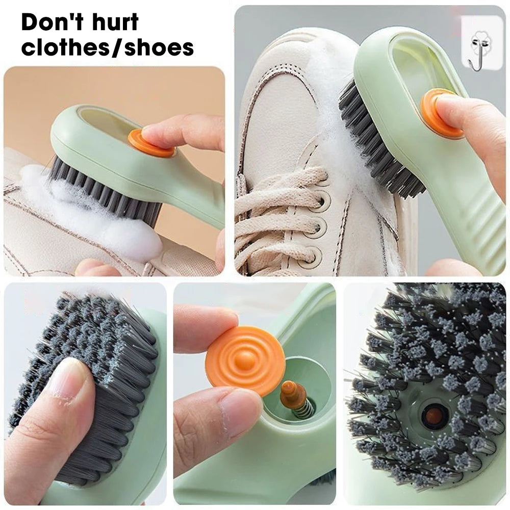 Shoe Brushes With Soap Dispenser Long Handle Brush Cleaner For Clothes Shoes Household Laundry Cleaning Brush