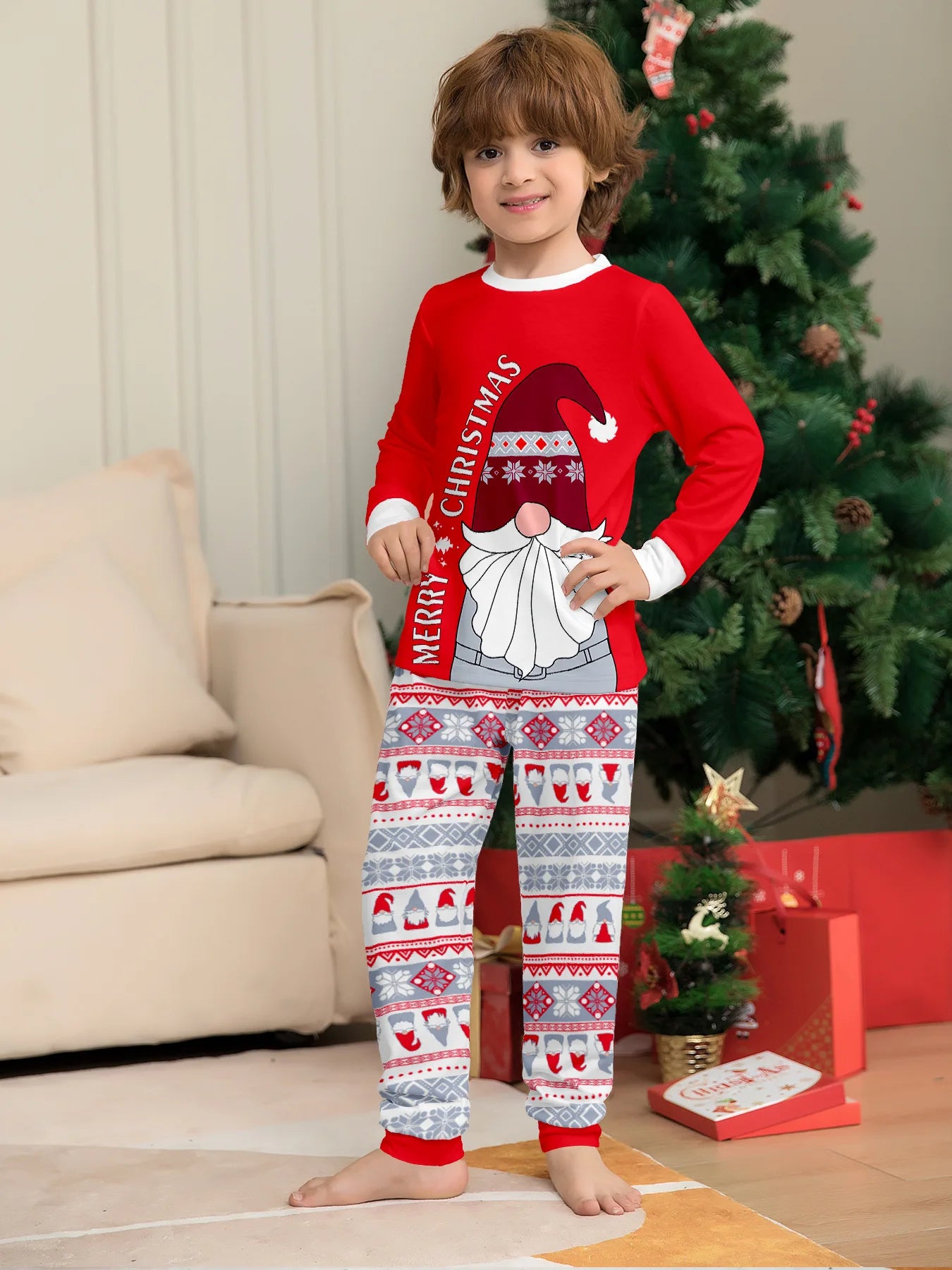 2024 Christmas parent-child clothing red family with a family Christmas clothing home clothing pajamas 2 sets