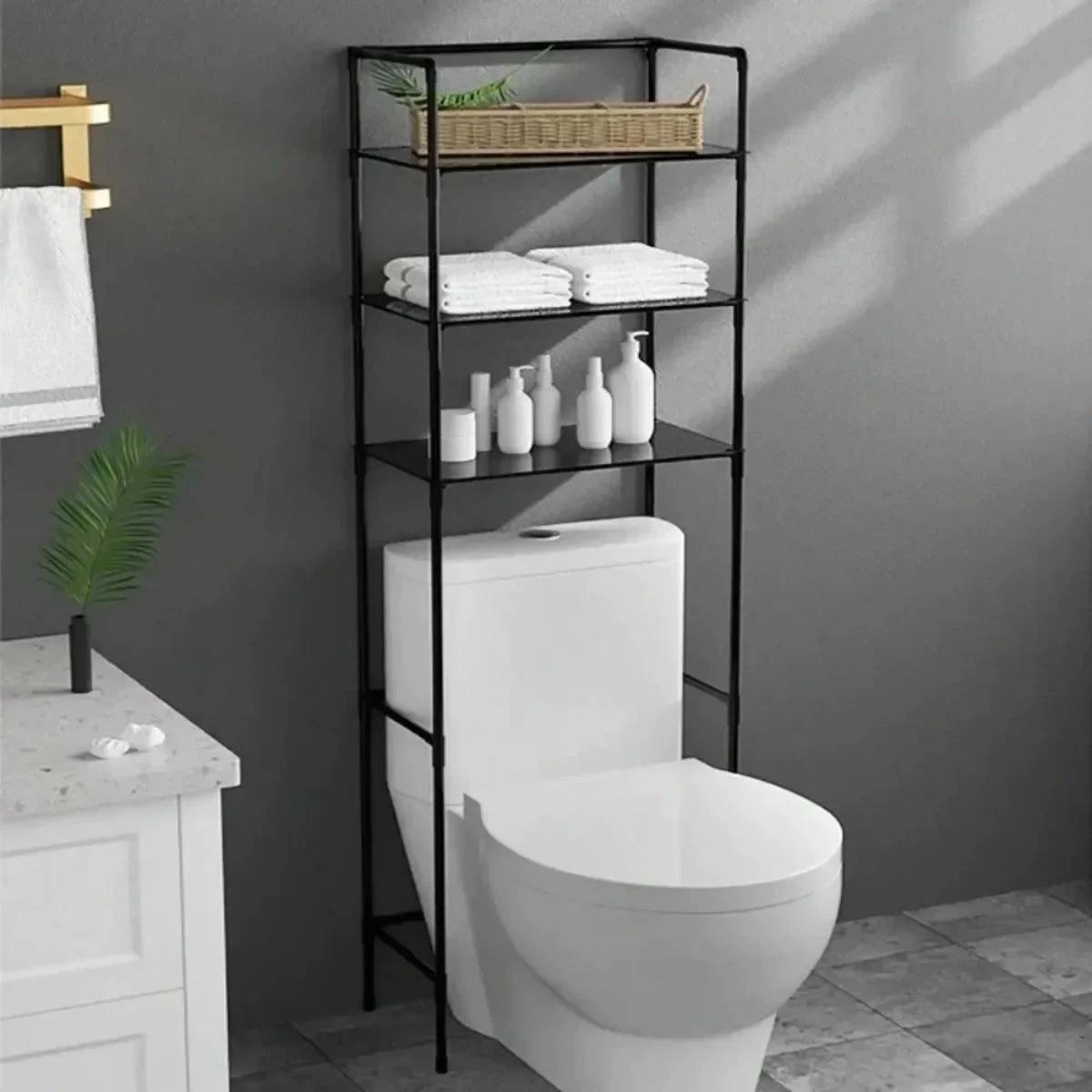 Toilet Storage Rack Perforation-Free Storage Shelf Large Capacity Multilayer Washing Machine Shelf Space-saving Standing Holder