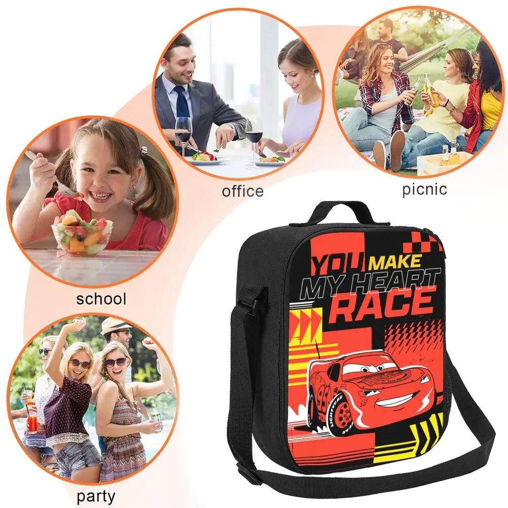 Lightning McQueen Racer Thermal Insulated Lunch Bag Women Lunch Tote for Kids School Children Storage Bento Food Box