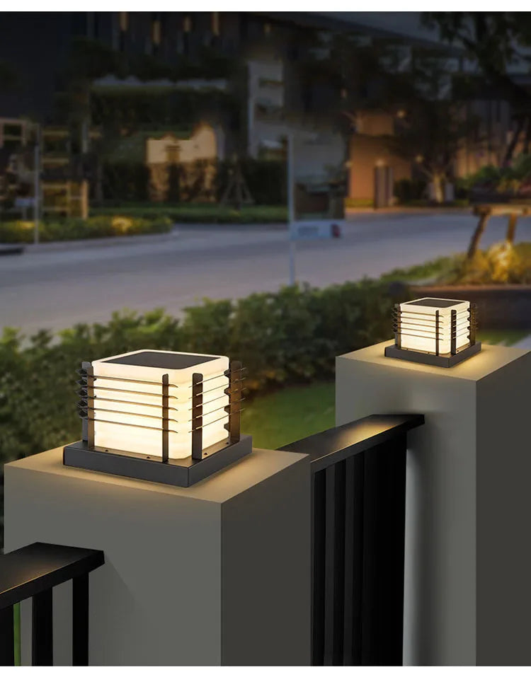 Outdoor Courtyard LED Solar Lawn Light For Pillar Chapiter Fence Door Post Garden Villa Decoration Waterproof IP65 Street Lamp