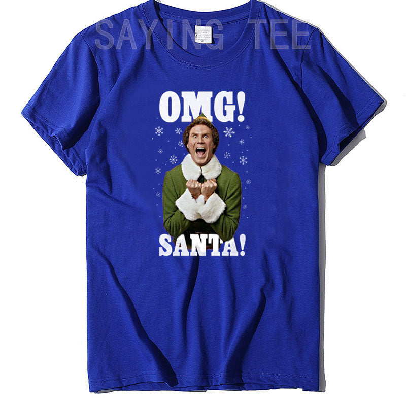 OMG Elf Adult Christmas T-Shirt Funny Xmas Costume Gifts Streetwear Clothes Men Family Matching Christmas T-Shirt