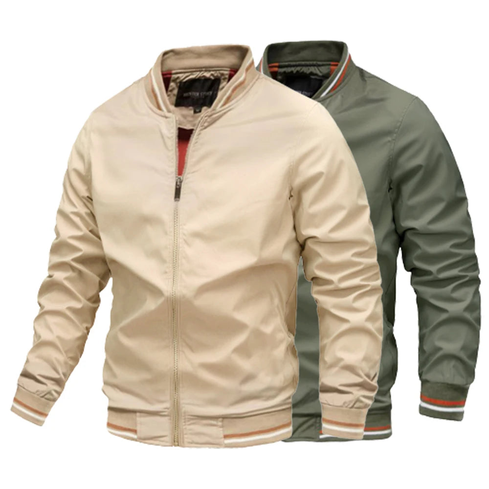 Bomber Jacket for Men Casual Windbreaker Jacket Coat Men High Quality Outwear Zipper Stand Collar Military Jacket Mens