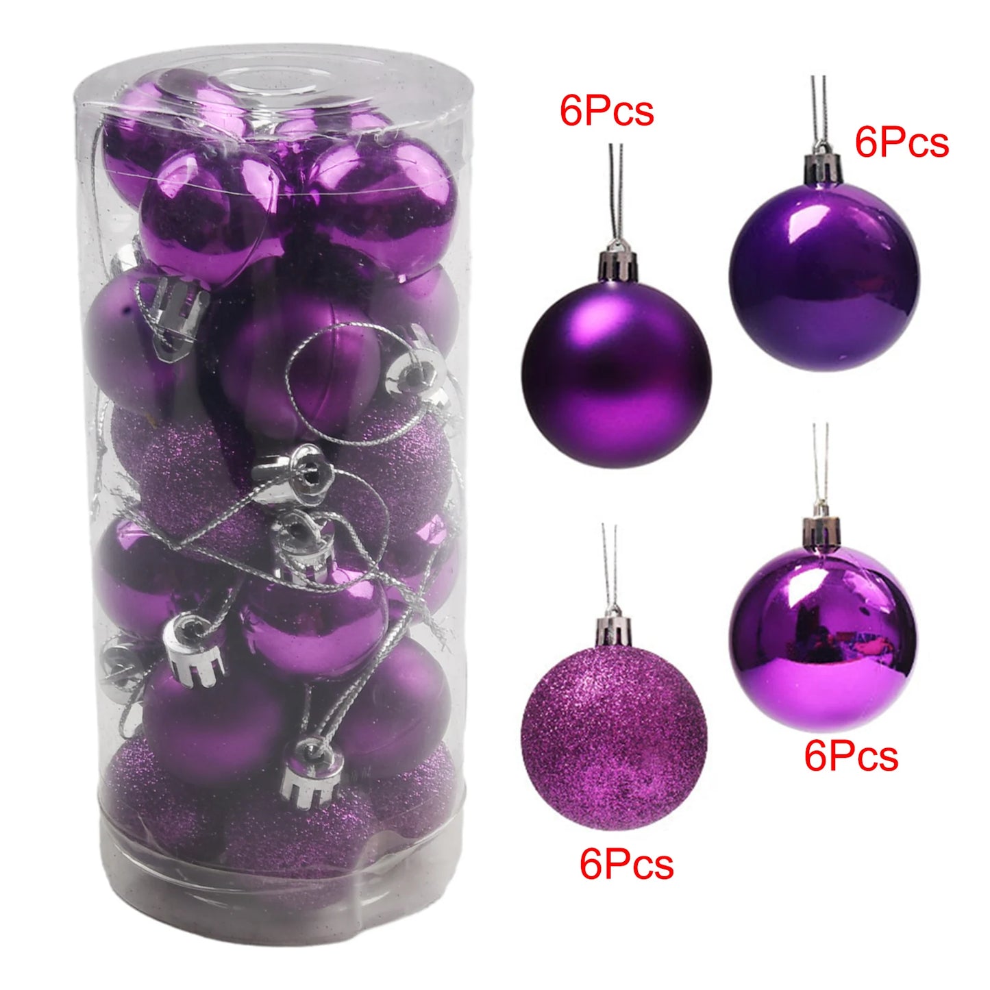 Xmas Party Decor 24Pcs Christmas Ball Bridal Shower Party For Christmas Tree Decoration Hanging Decor Pink Red Silver Blue