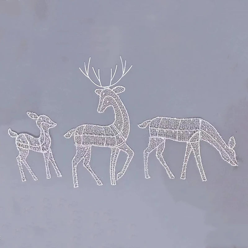 Christmas Wrought Iron Deer LED Light Glowing Garden Xmas Reindeer Ornament