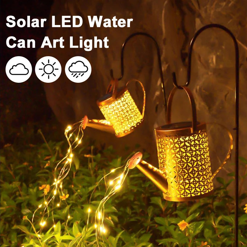 Solar Watering Can Light Waterproof Hanging Light Solar Waterfall Lights For Outdoor Garden Decor Backyard Landscape LED Lamp