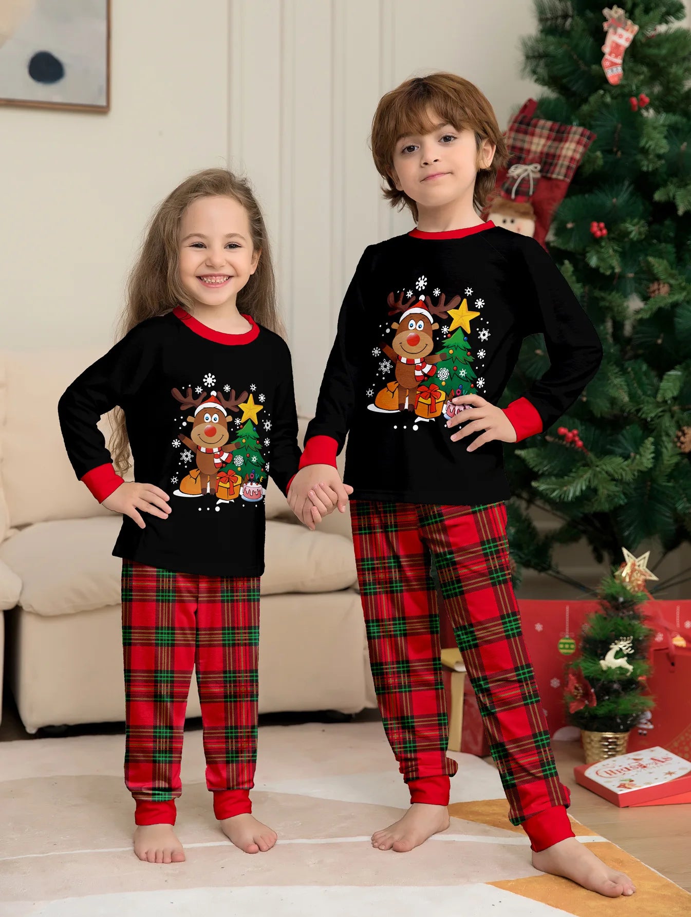 Christmas tree Pajama printing family Christmas set for a family of four pajamas pants 2 pieces