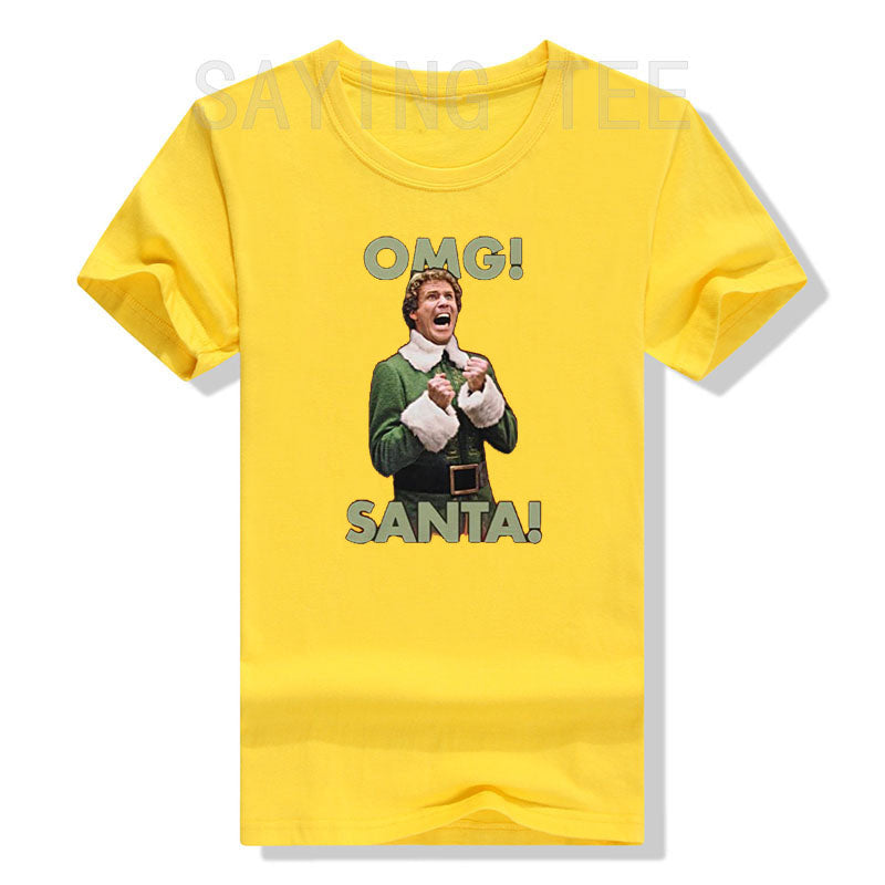 OMG Elf Adult Christmas T-Shirt Funny Xmas Costume Gifts Streetwear Clothes Men Family Matching Christmas T-Shirt