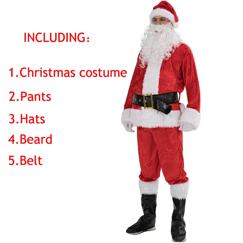 DIMUSI Santa Claus Cosplay Costume Daddy In Costume Clothes Dressed At The Christmas Of Men Five Buns/lot Suit For Warm Adults