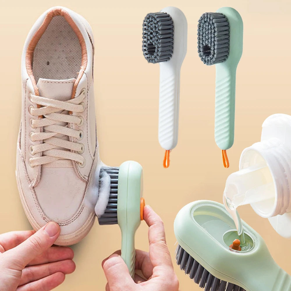 Shoe Brushes With Soap Dispenser Long Handle Brush Cleaner For Clothes Shoes Household Laundry Cleaning Brush