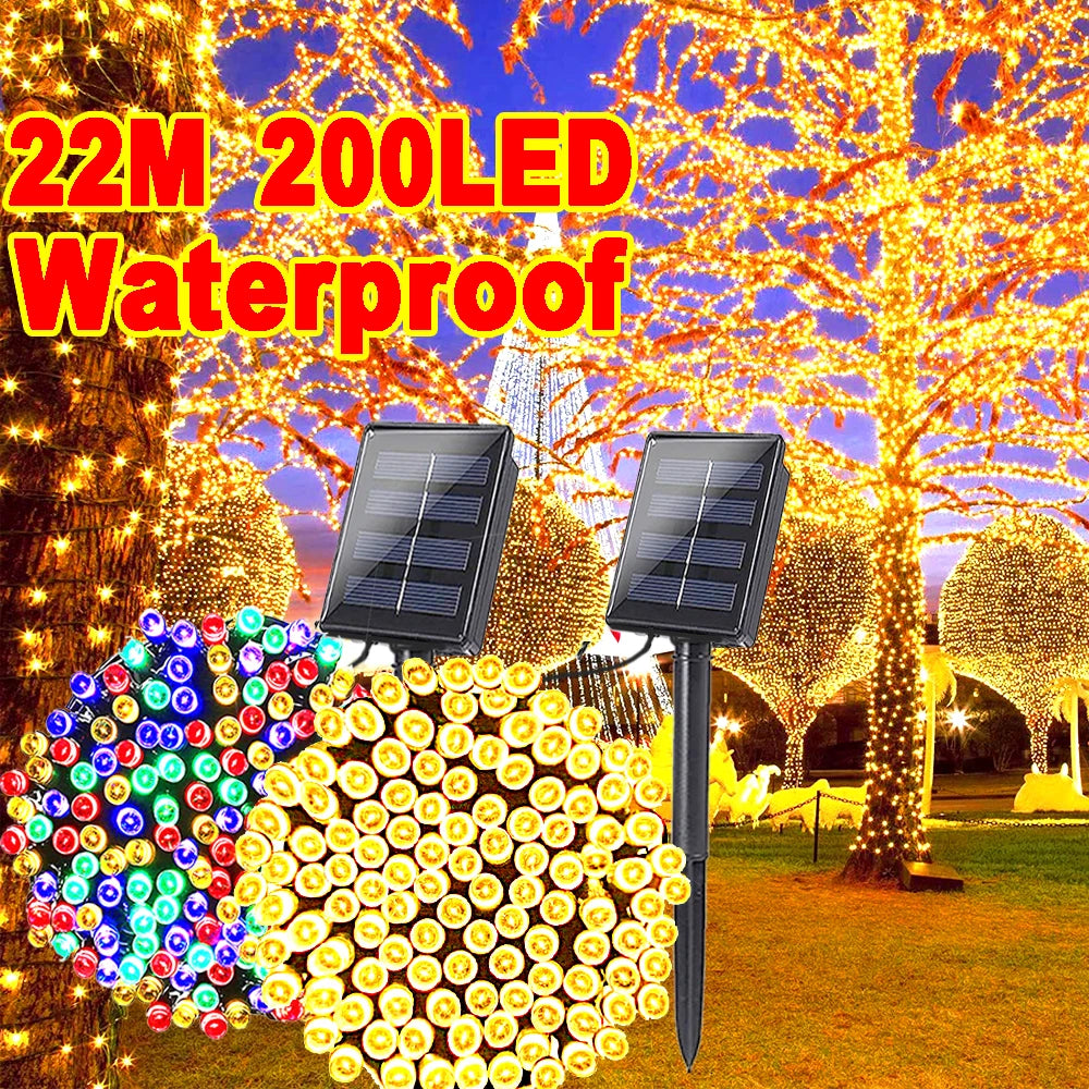 Solar String Lights Outdoor Waterproof with 8 Modes for Home Gardens, Wedding, Party, Christmas, Outdoor, Tree Decorations