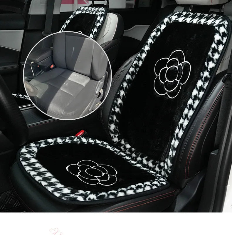 2024 Printing Soft Plush Car Car Seat Cushion Anti Slip Four Seasons Seat Cover Protector Pad Mat Dustproof Interior Accessories