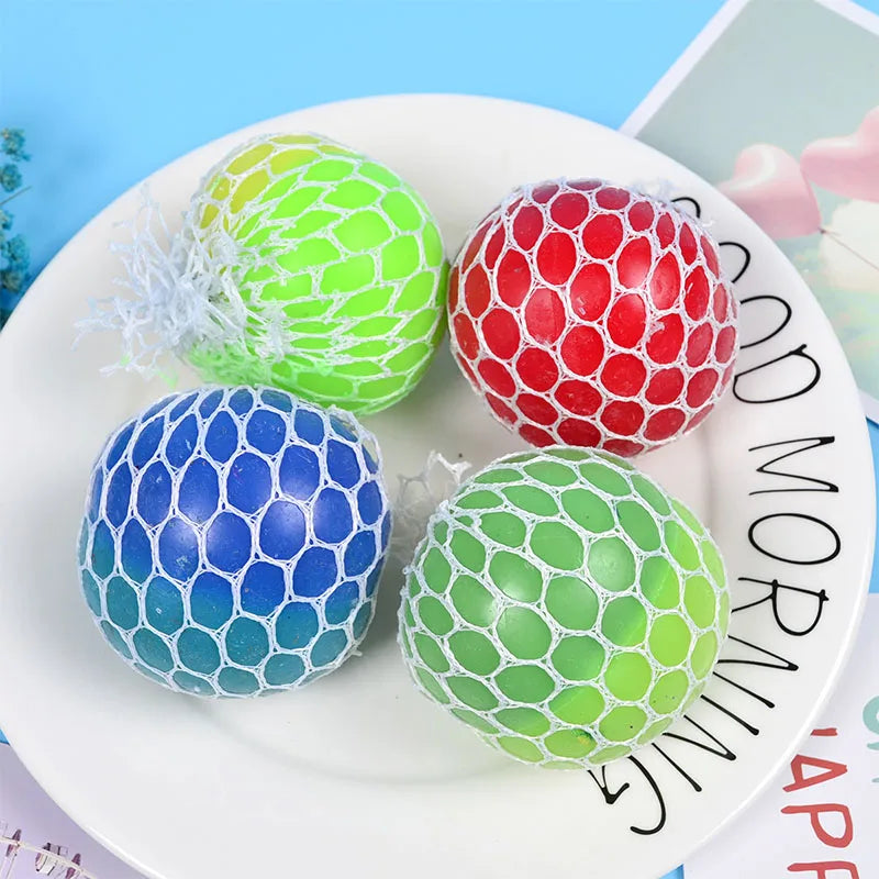 Mesh Squishy Grape Stress Ball Anti Stress Sensory Balls Squeeze Toys Decompression Anxiety