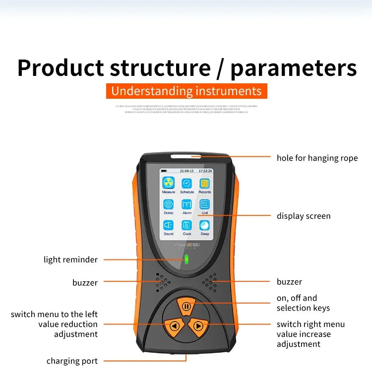 HFS-10 Geiger counter Nuclear Radiation Detector X-ray Beta Gamma Detector Geiger Counter Dosimeter Lithium battery