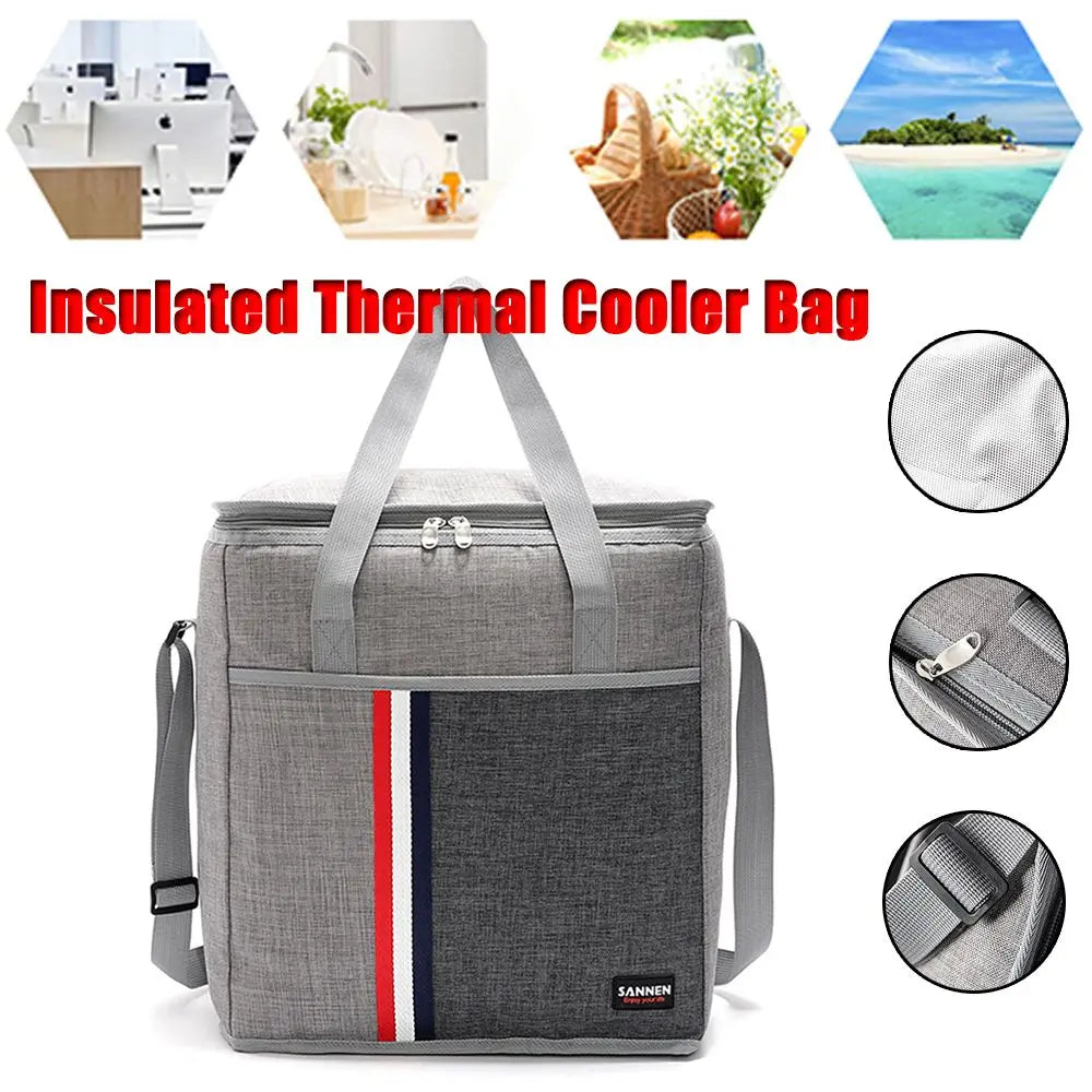 Large Capacity Aluminum Film Inside Handbags Thermal Insulated Waterproof Lunch Bags Food Storage Box Cooler Bag Picnic Bag