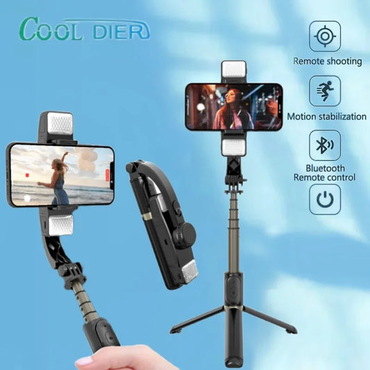 Stabilizer Bluetooth Selfie Stick Foldable Wireless Tripod With Bluetooth Shutter Fill Light for Live