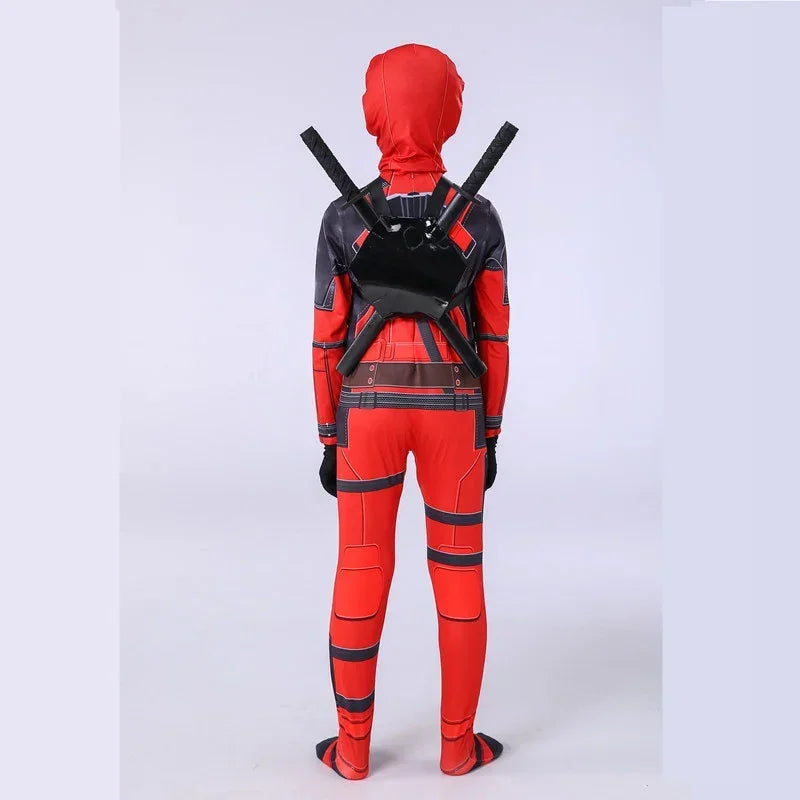 Deadpool Costume Men Women Kids Cosplay Mask Suit Jumpsuit Backpack