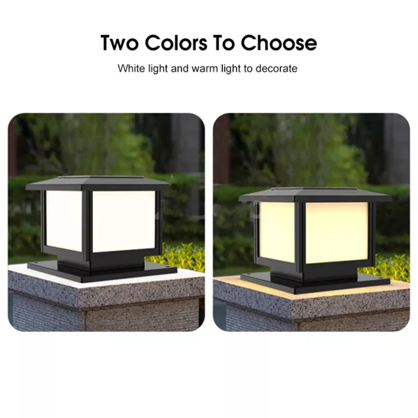 2pcs 20cm LED Solar Pillar Yard Light Outdoor Waterproof Garden Lamp Fits Lawn Fence Pathway Garden Lighting Decor Supplies