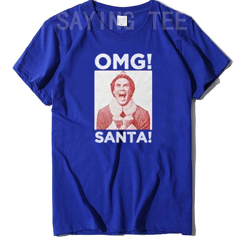 OMG Elf Adult Christmas T-Shirt Funny Xmas Costume Gifts Streetwear Clothes Men Family Matching Christmas T-Shirt