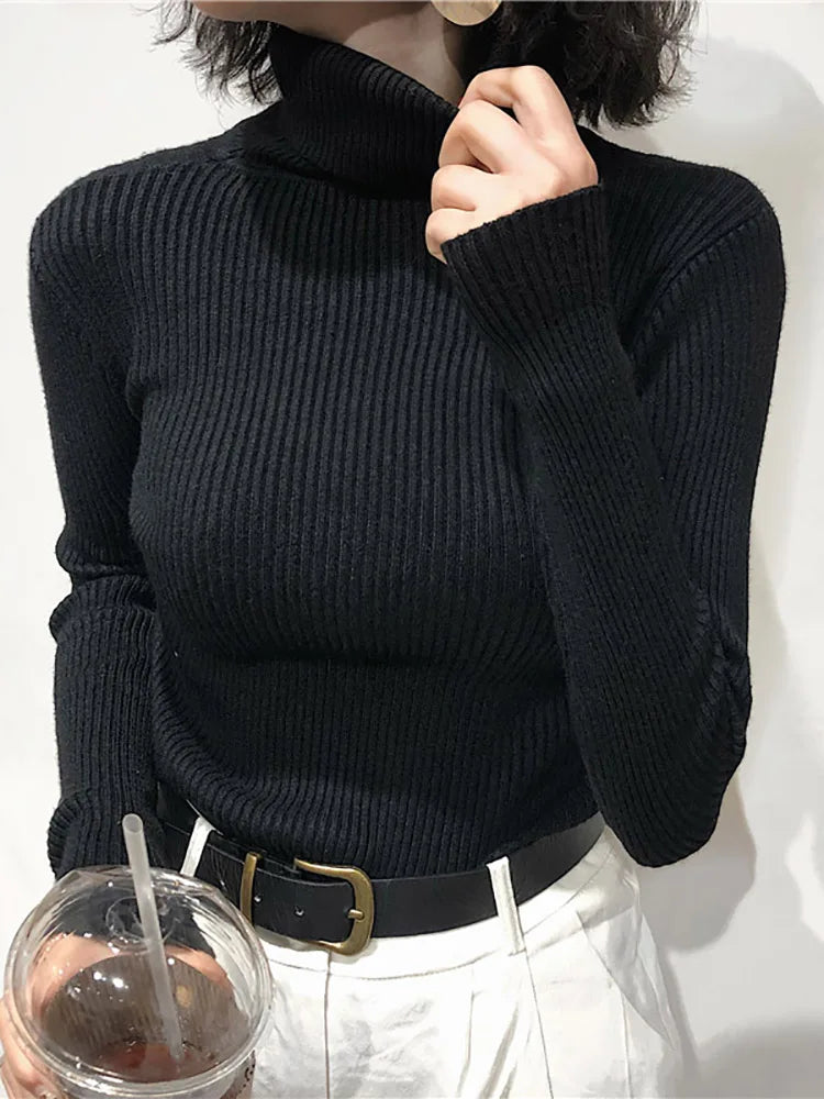 Turtleneck Sweater Women's 2024 Autumn Winter Tops Korean Slim Women Pullover Jumper Knitted Sweater Pull Femme Hiver Truien