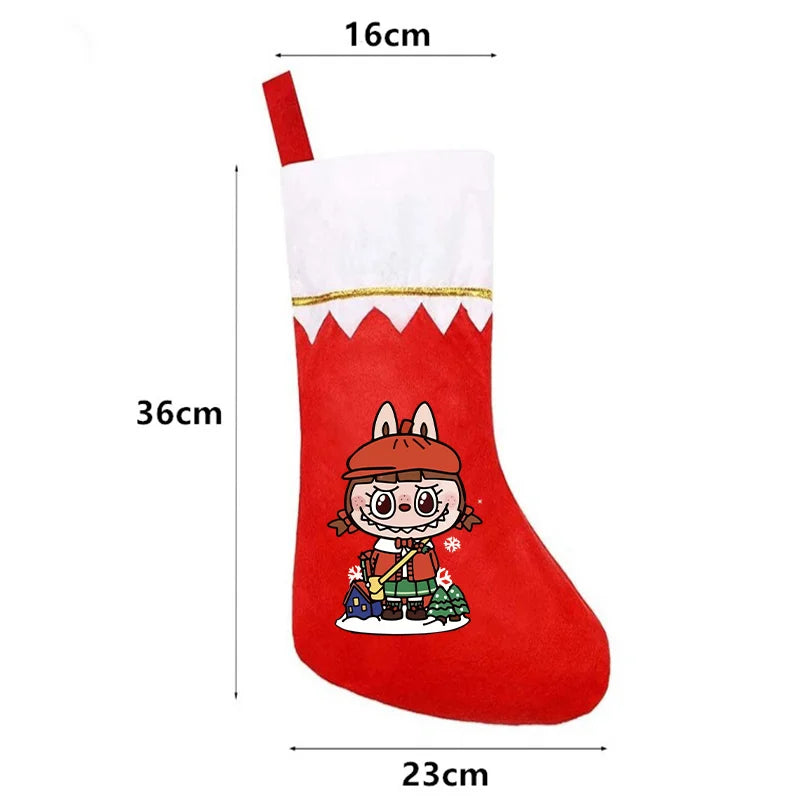 Christmas Socks Labubu Santa Claus Gift Bag  Xmas Tree Hanging Ornaments